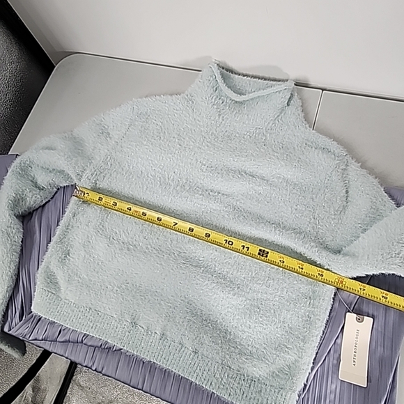 Anthropologie The Thea Long-Sleeve Eyelash Twofer Sweater Dress Size Medium Blue - Picture 7 of 11